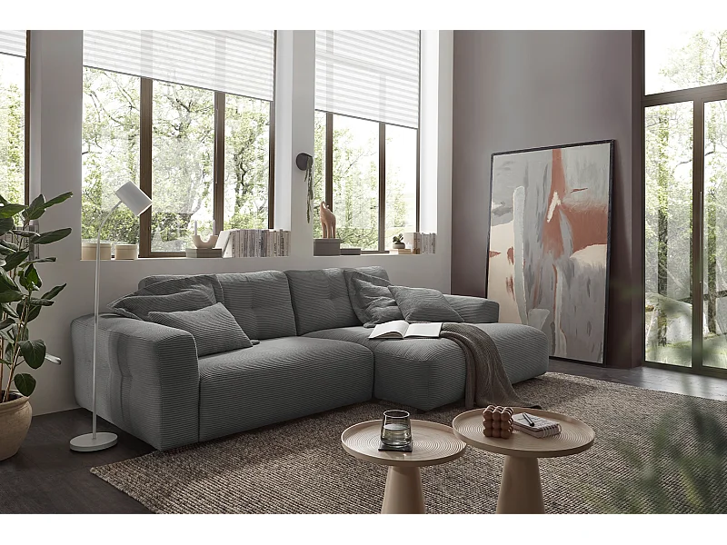 Ecksofa - Grau Cord - MIKA