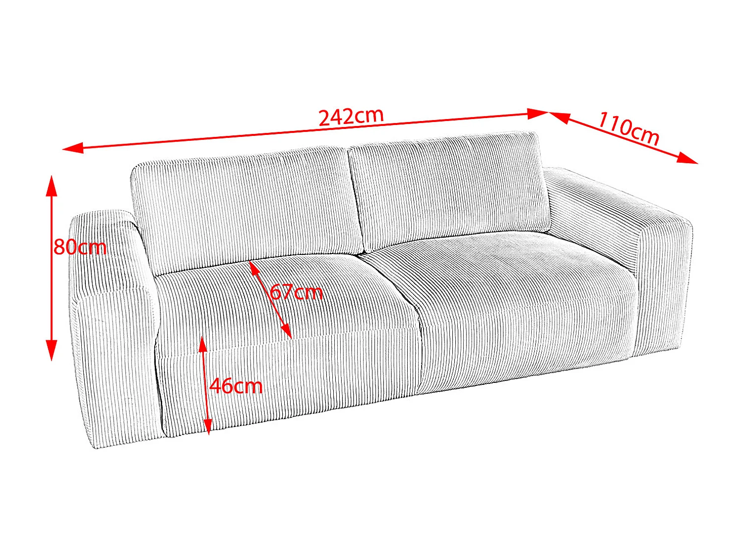 Sofa - Cremeweiß Cord - BODHI