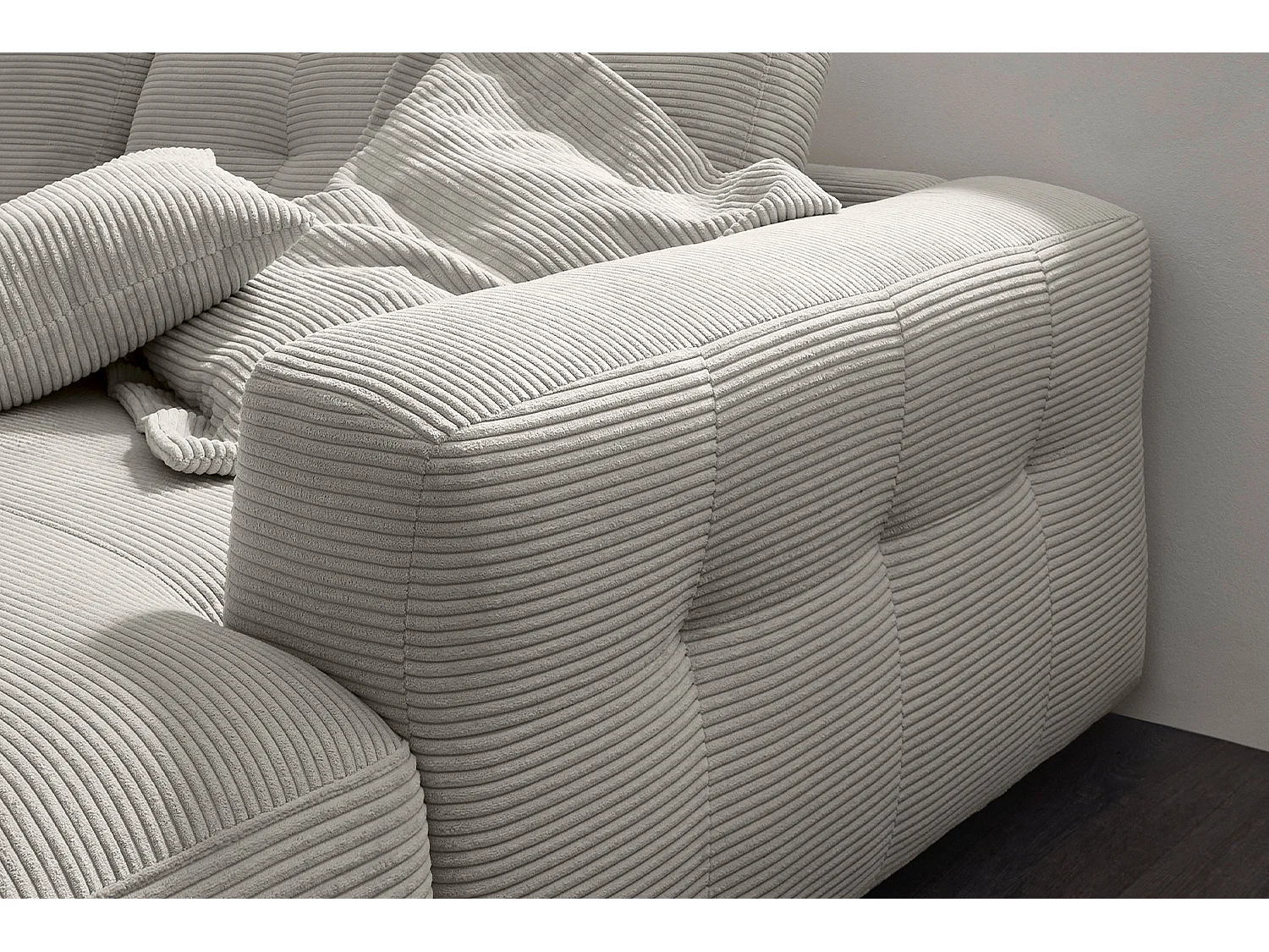 Ecksofa - Hellgrau Cord - MIKA