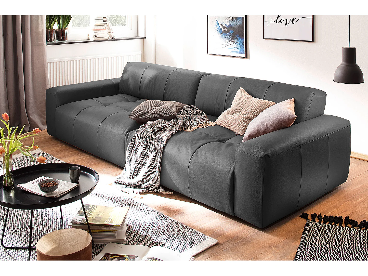 Ledersofa - Schwarz Leder - PALACE