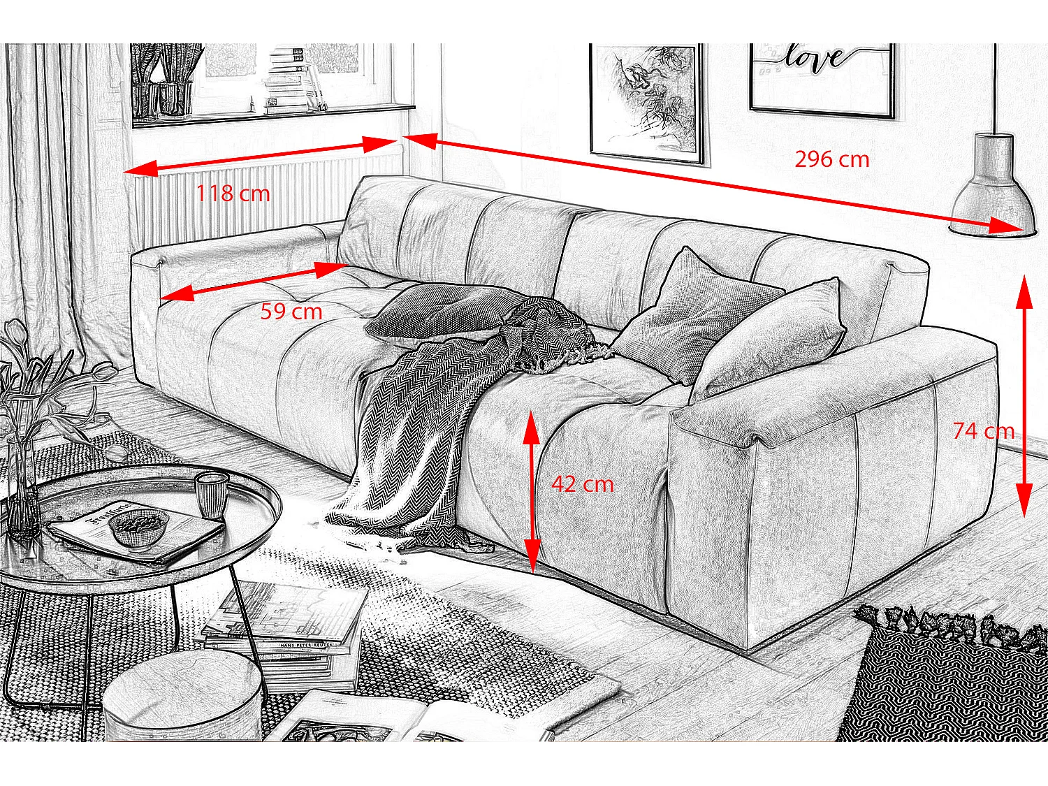 Ledersofa - Schwarz Leder - PALACE