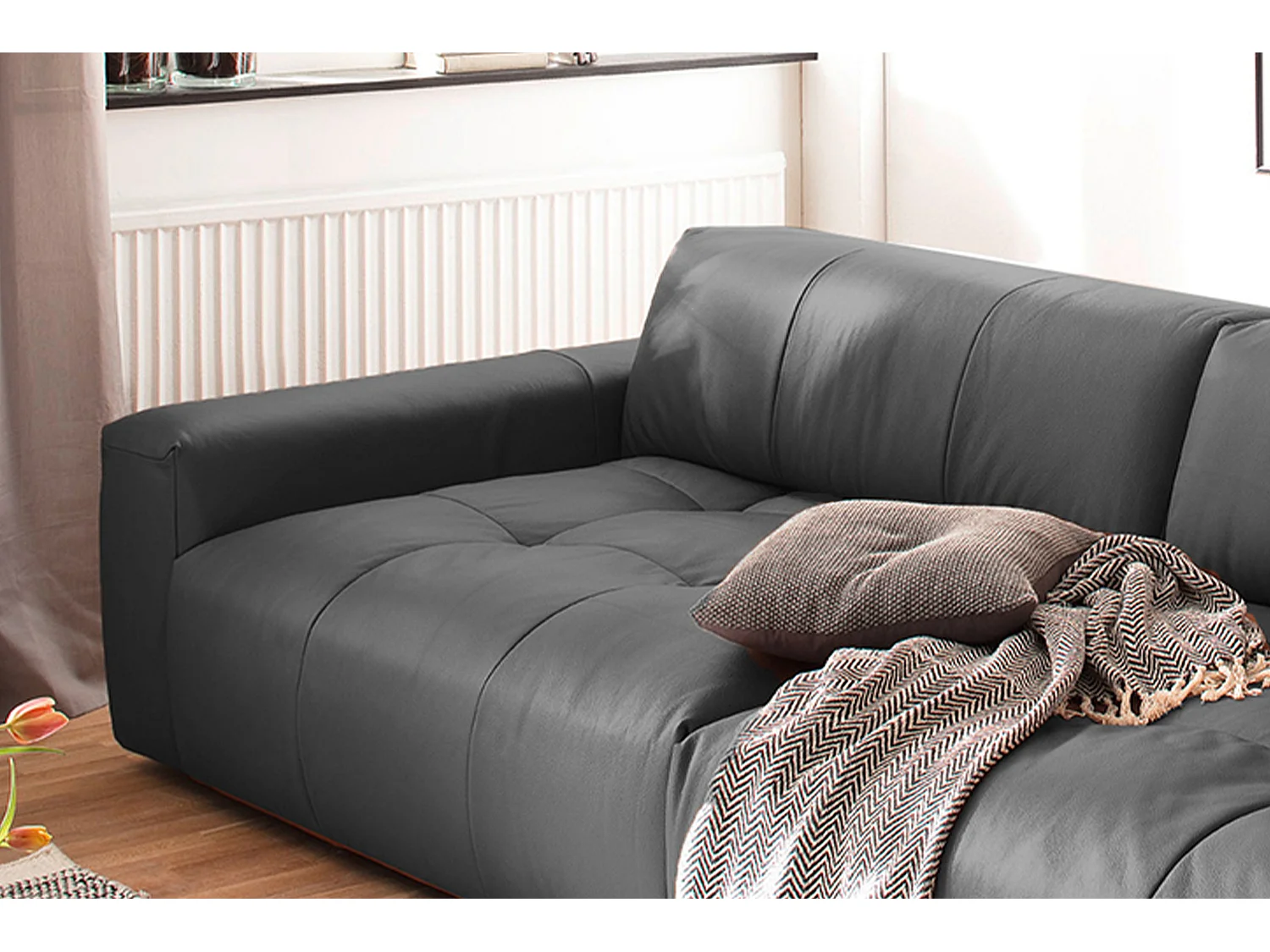 Ledersofa - Schwarz Leder - PALACE