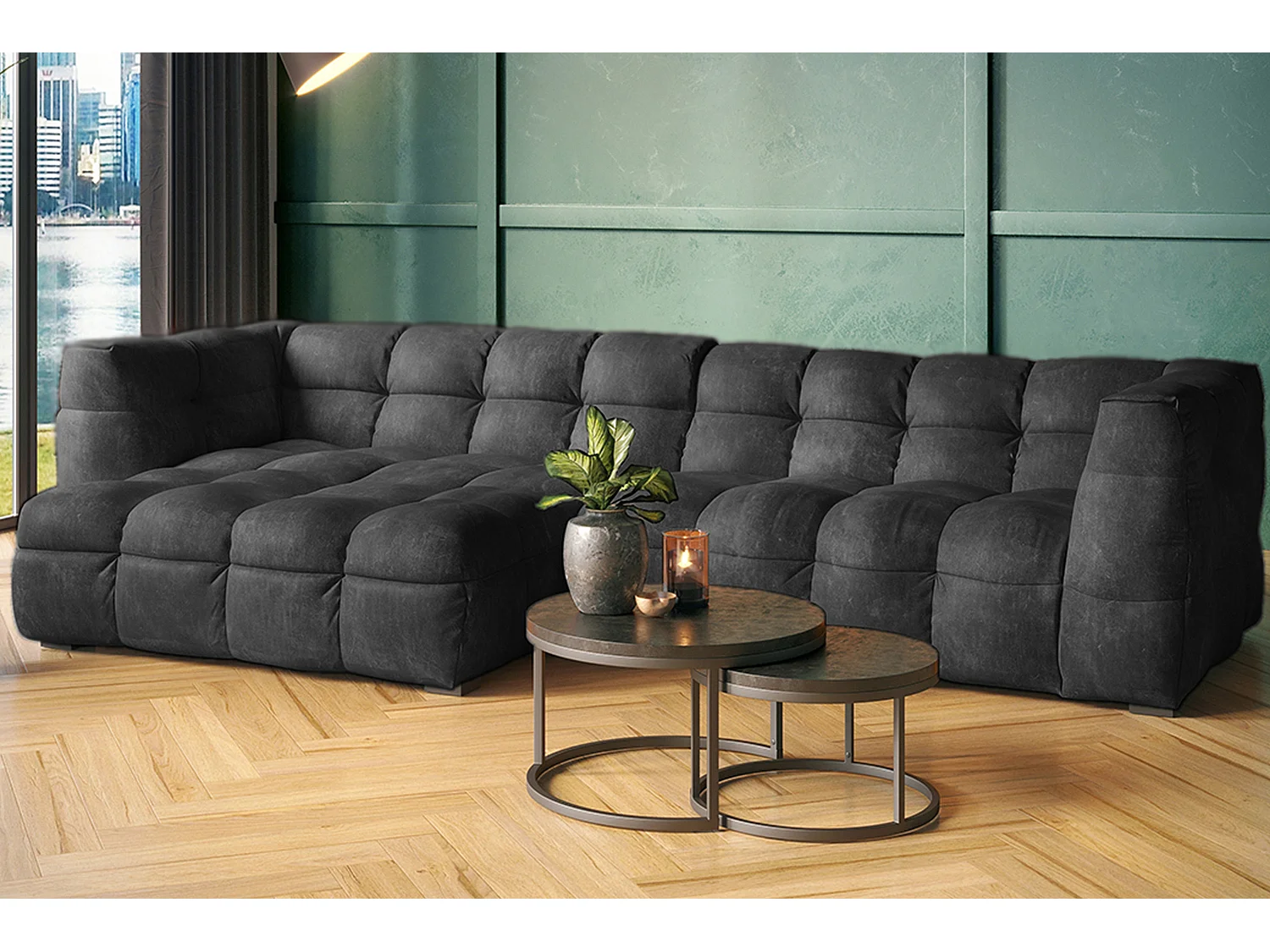 Ecksofa - Anthrazit Velvet - ROSARIO