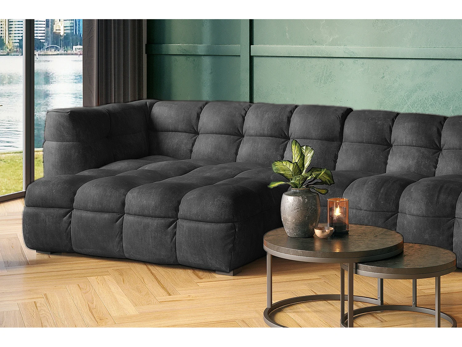 Ecksofa - Anthrazit Velvet - ROSARIO