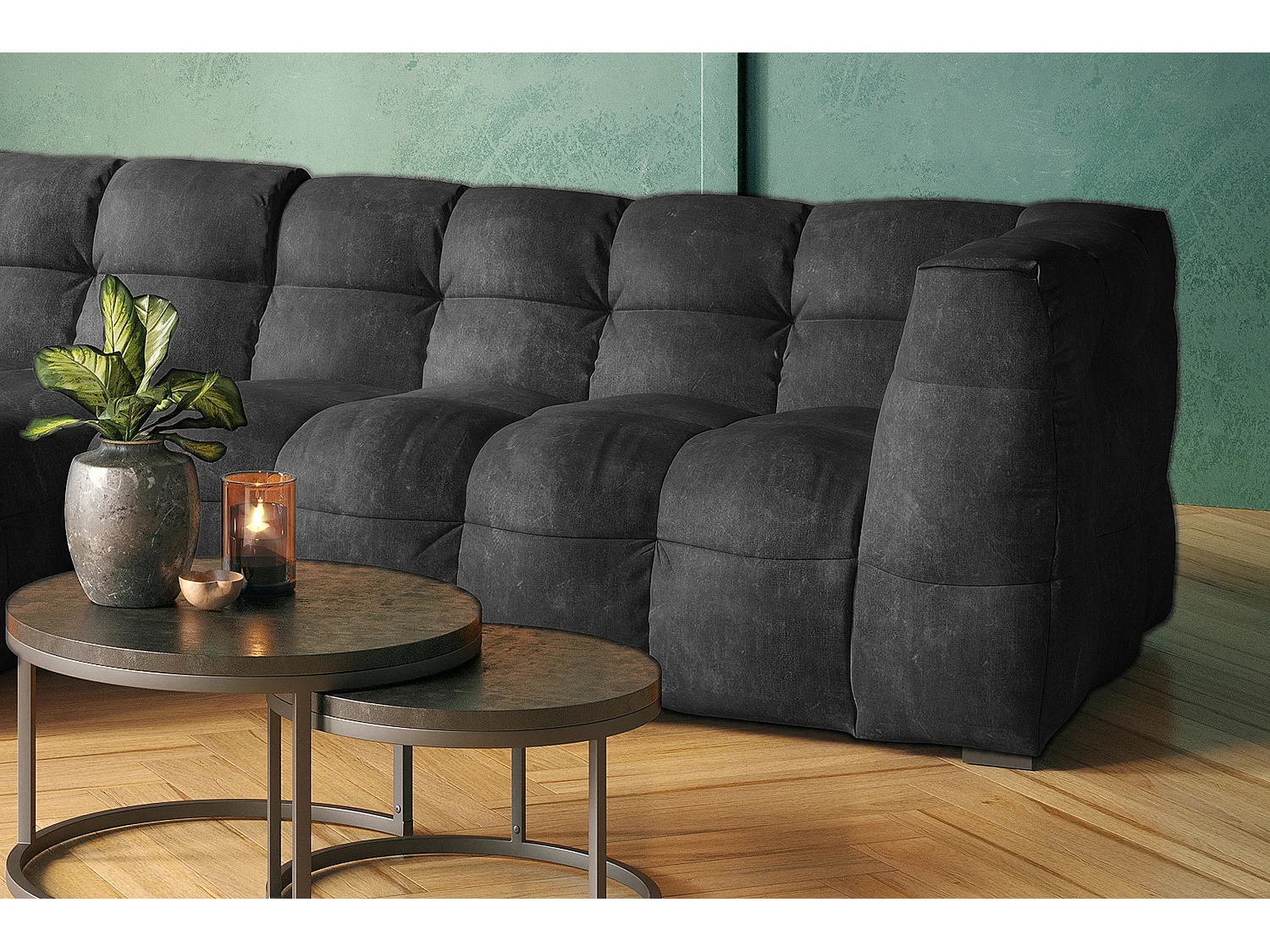 Ecksofa - Anthrazit Velvet - ROSARIO