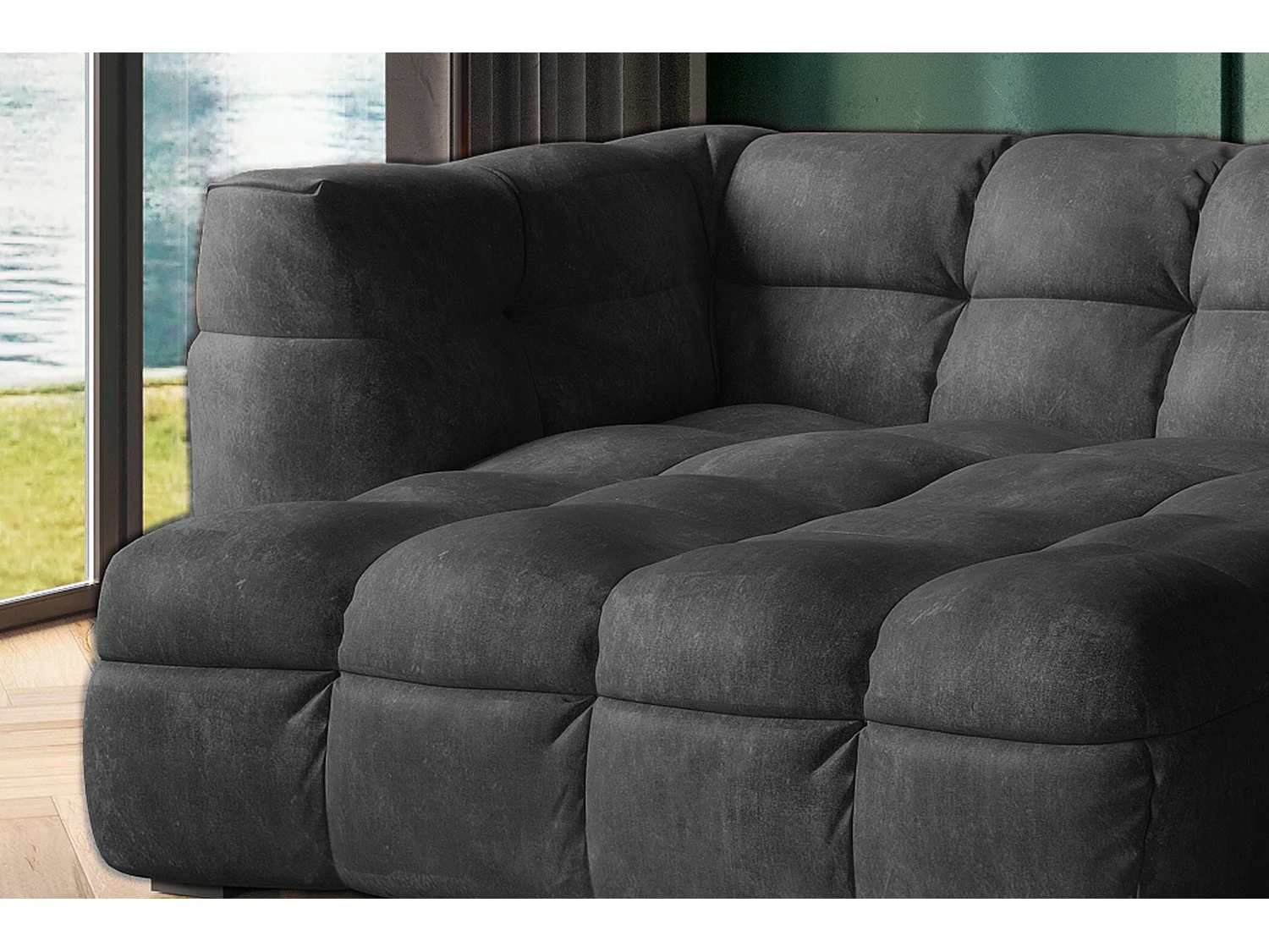 Ecksofa - Anthrazit Velvet - ROSARIO