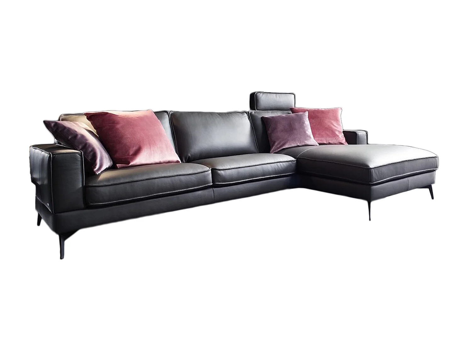 Ecksofa - Anthrazit Leder - LUGA