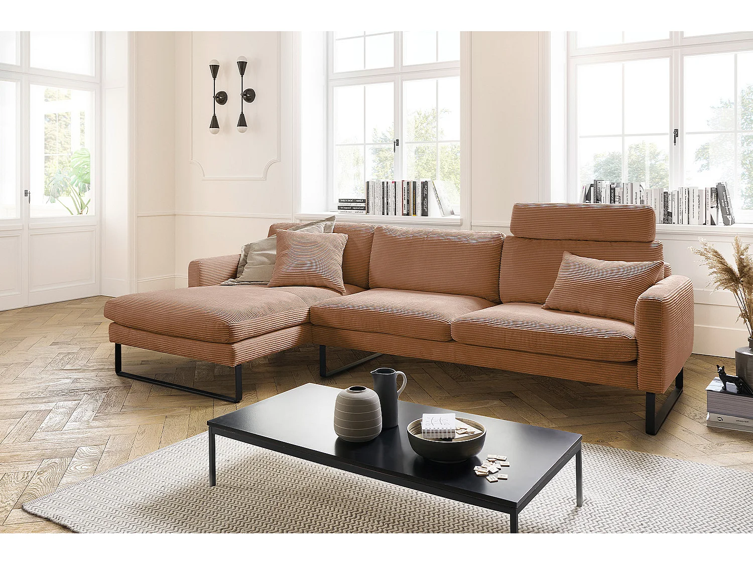 Ecksofa - Braun Cord - RICARDA