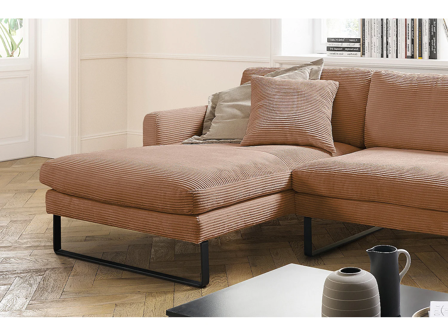 Ecksofa - Braun Cord - RICARDA