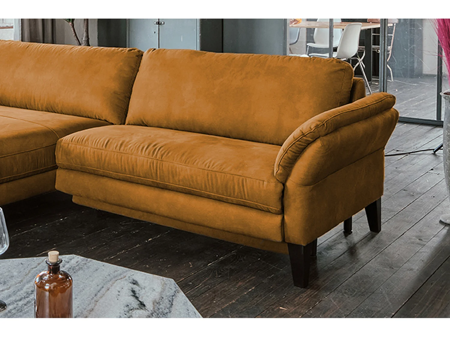 Ecksofa - Rotbraun Webstoff - MALTA