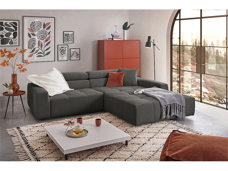 Ecksofa - Anthrazit Cord - RENO