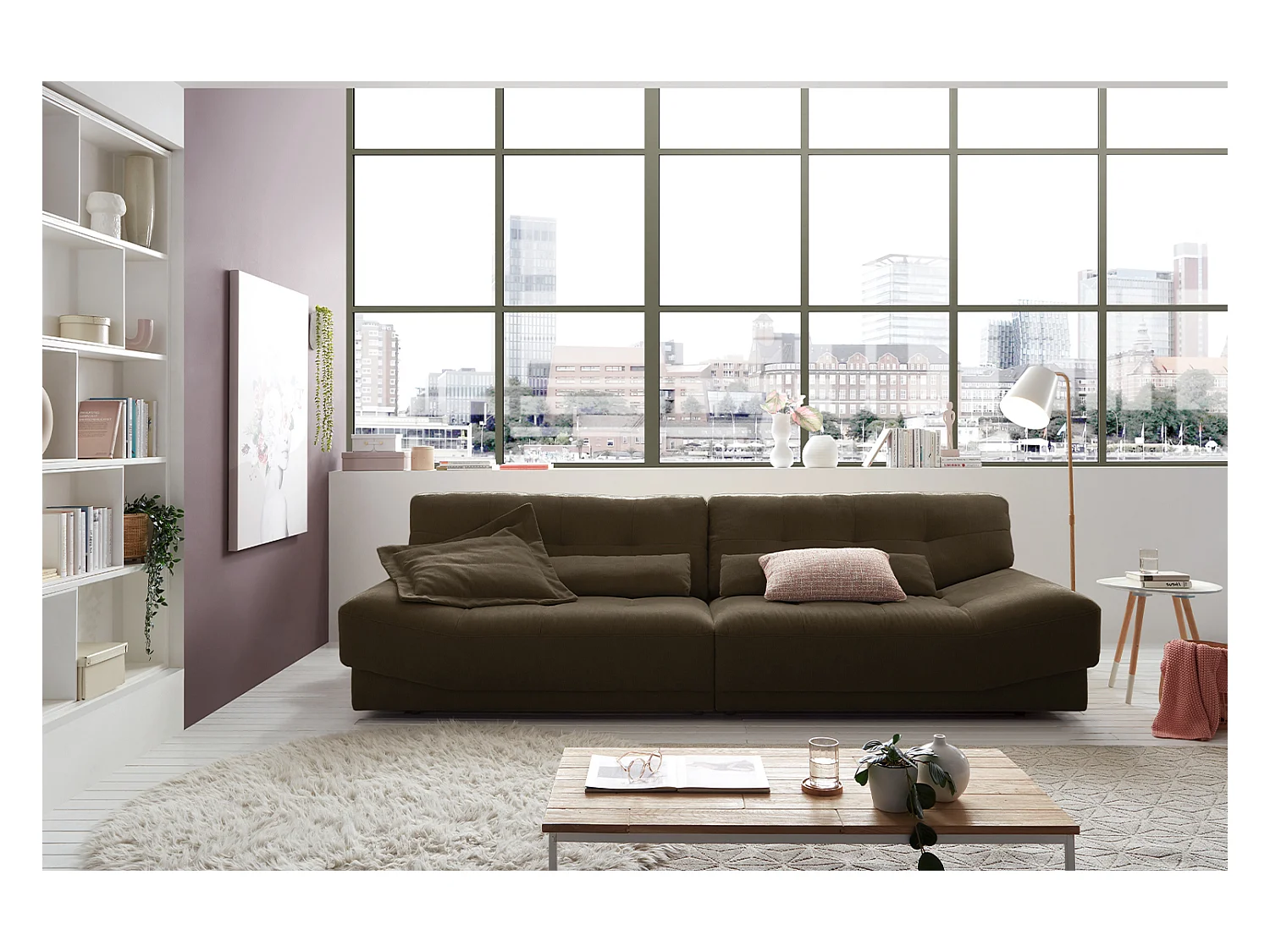 Sofa - Dunkelbraun Webstoff - MOZZA