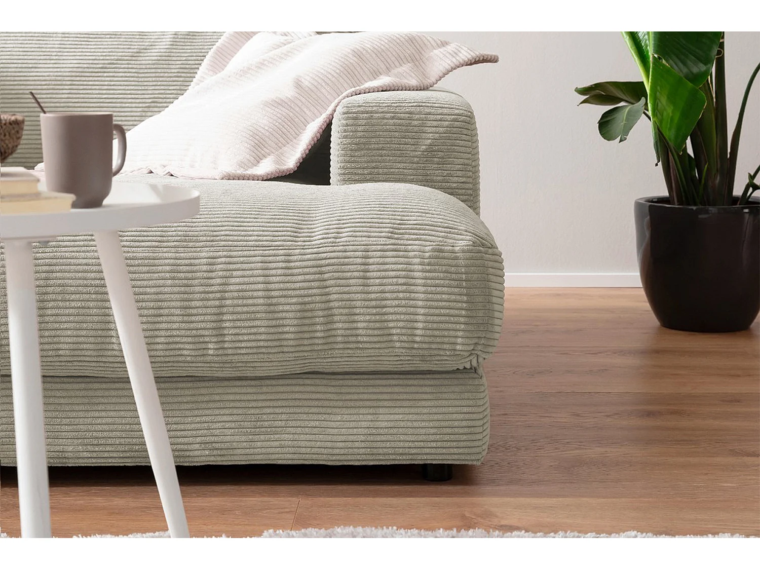 Canapé - blanc crème Velours côtelé - MADELINE