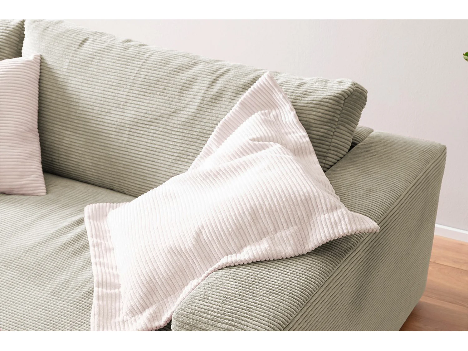 Canapé - blanc crème Velours côtelé - MADELINE