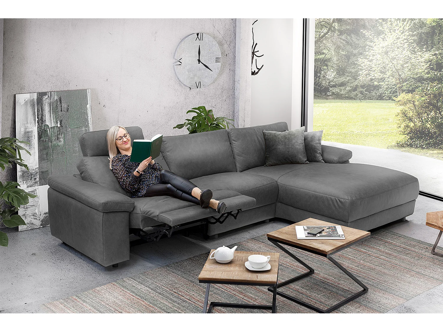 Hoekbank - Grijs Geweven stof - LOLA