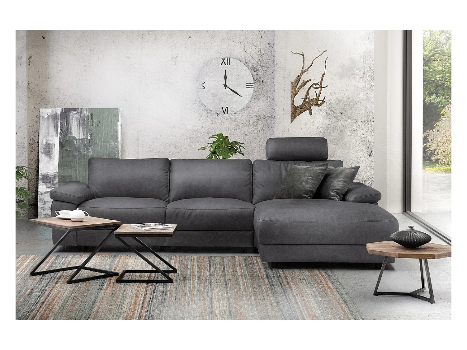 Divano - Grigio tessuto intrecciato - LOLA