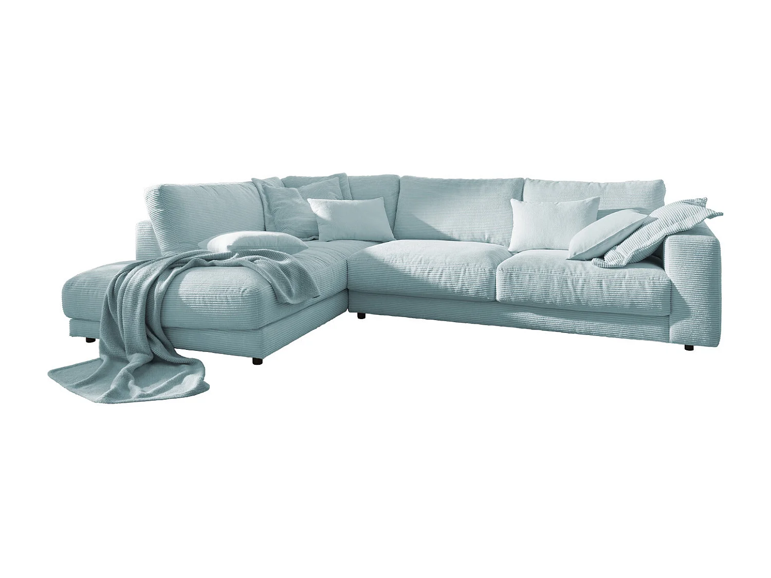 Ecksofa - Hellblau Cord - MADELINE