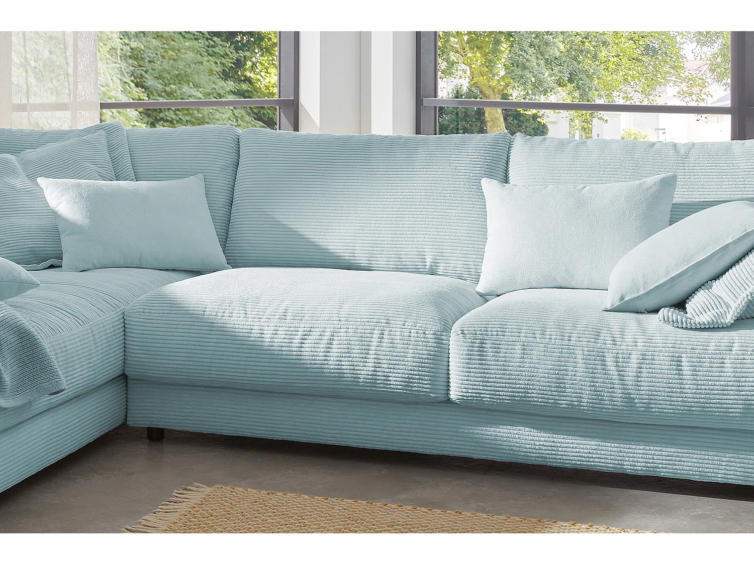 Ecksofa - Hellblau Cord - MADELINE