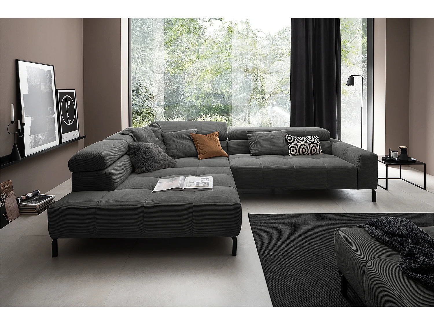 Ecksofa - Anthrazit Cord - OHIO