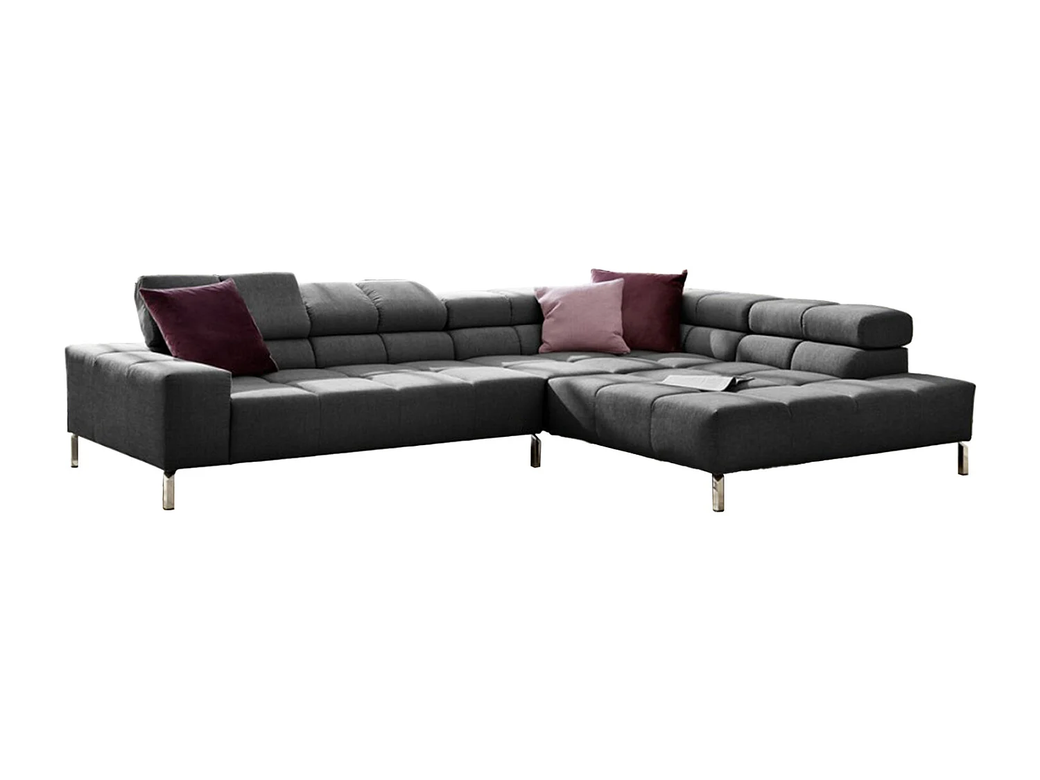 Ecksofa - Grau Webstoff - NELSON