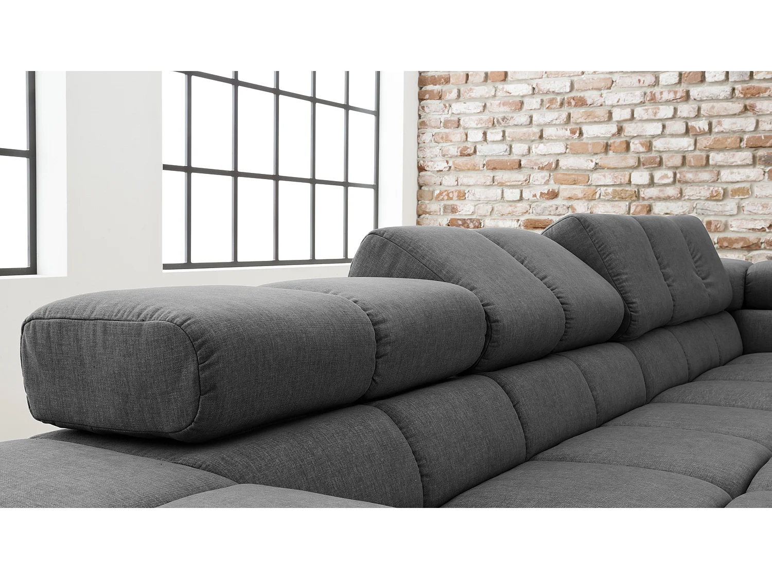 Ecksofa - Grau Webstoff - NELSON