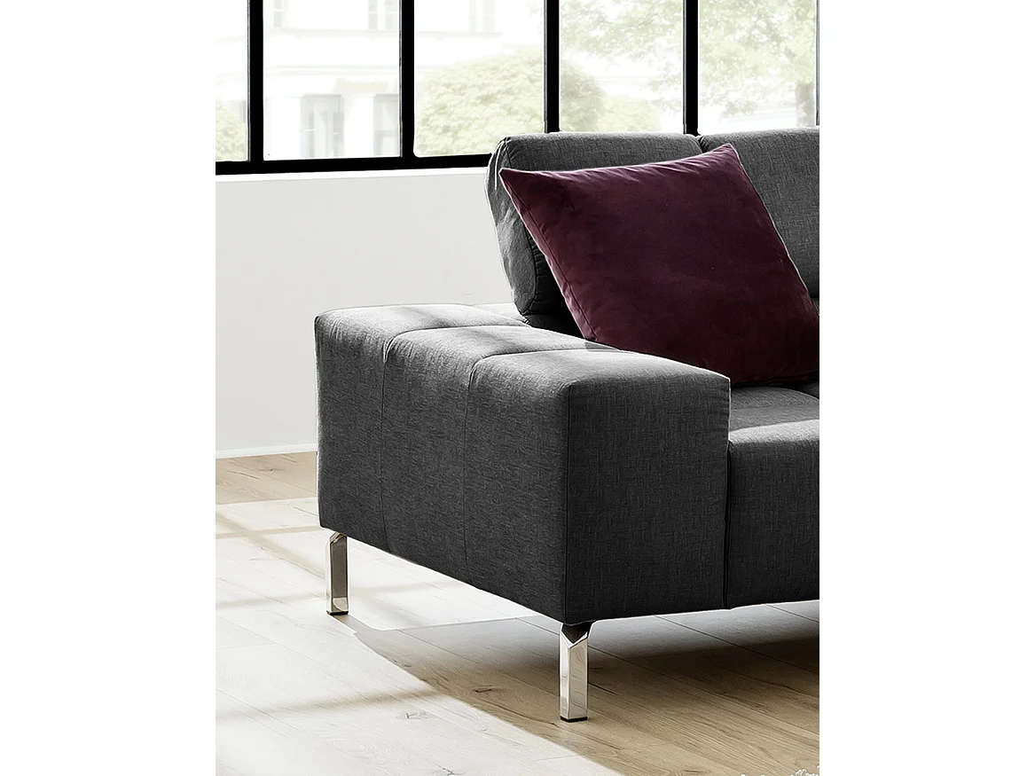 Ecksofa - Grau Webstoff - NELSON