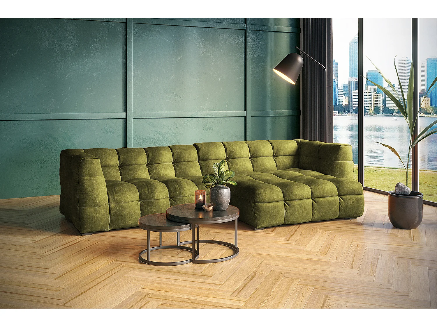 Ecksofa - Grün Velvet - ROSARIO