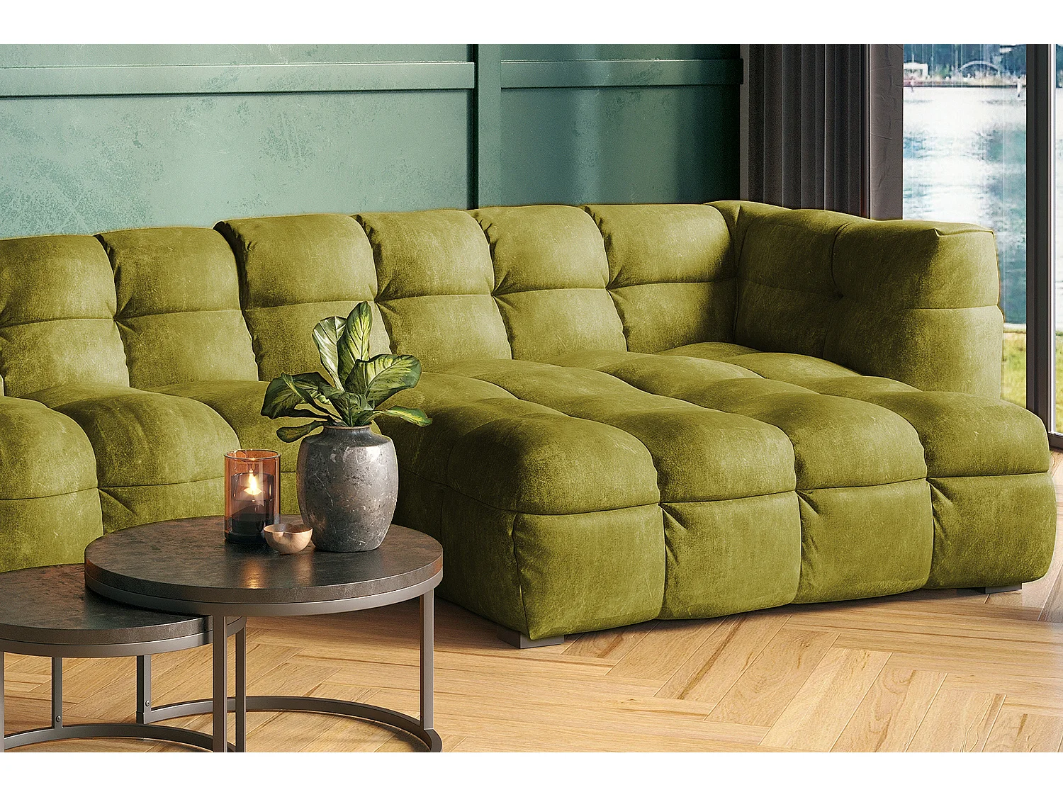 Ecksofa - Grün Velvet - ROSARIO