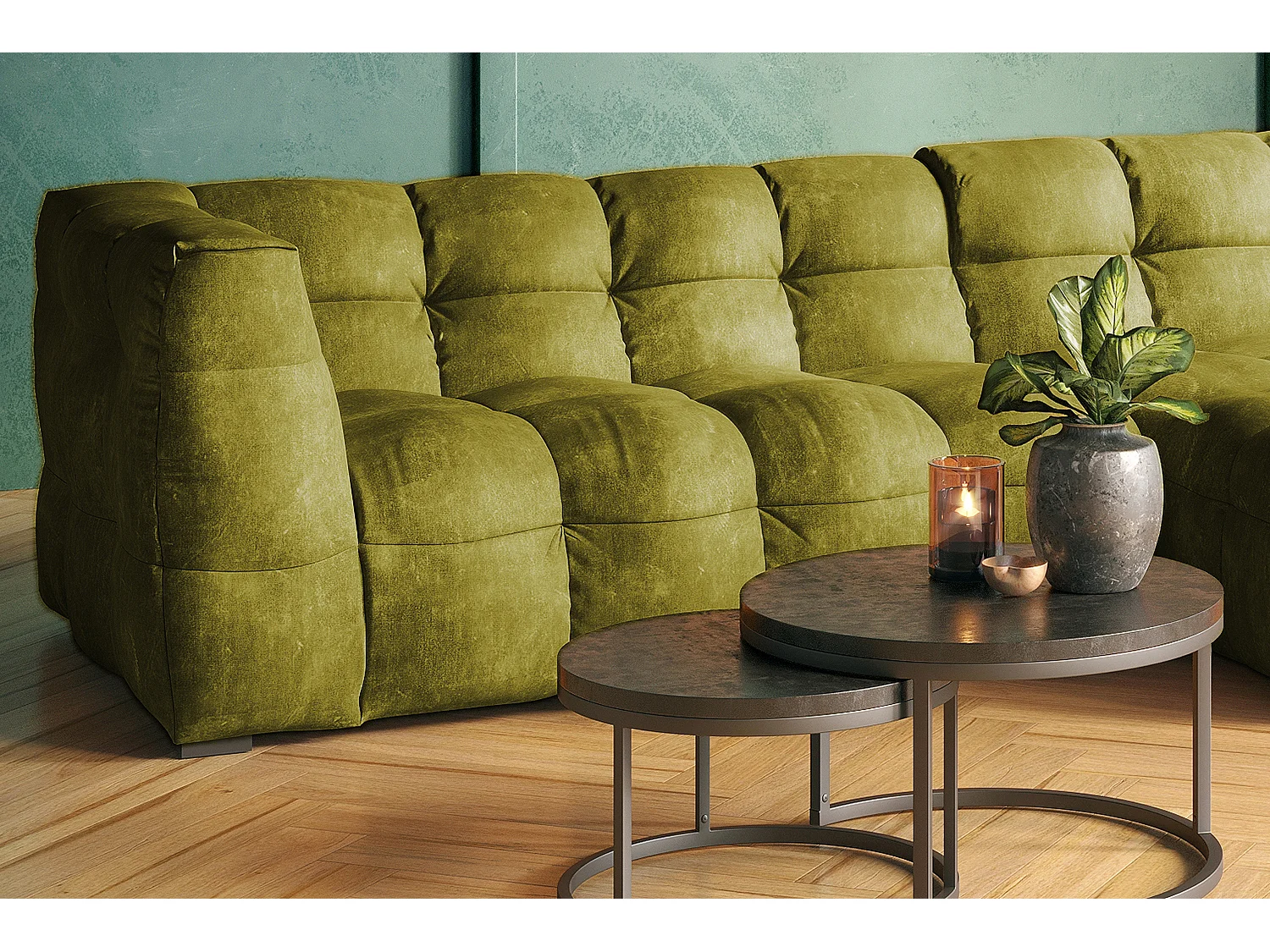 Ecksofa - Grün Velvet - ROSARIO