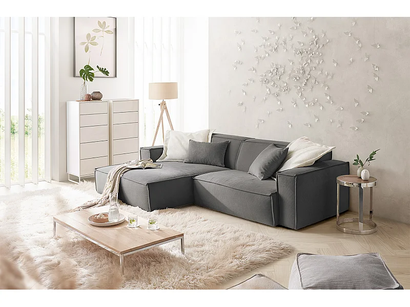 Ecksofa - Anthrazit Cord - SAMU