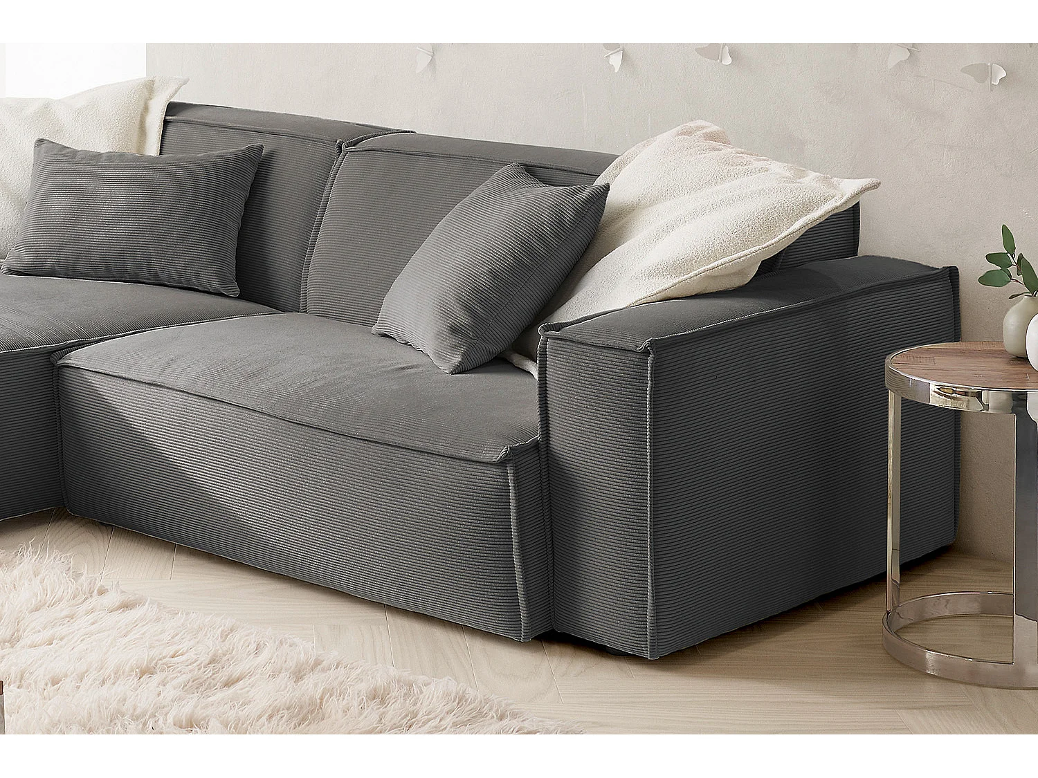 Ecksofa - Anthrazit Cord - SAMU