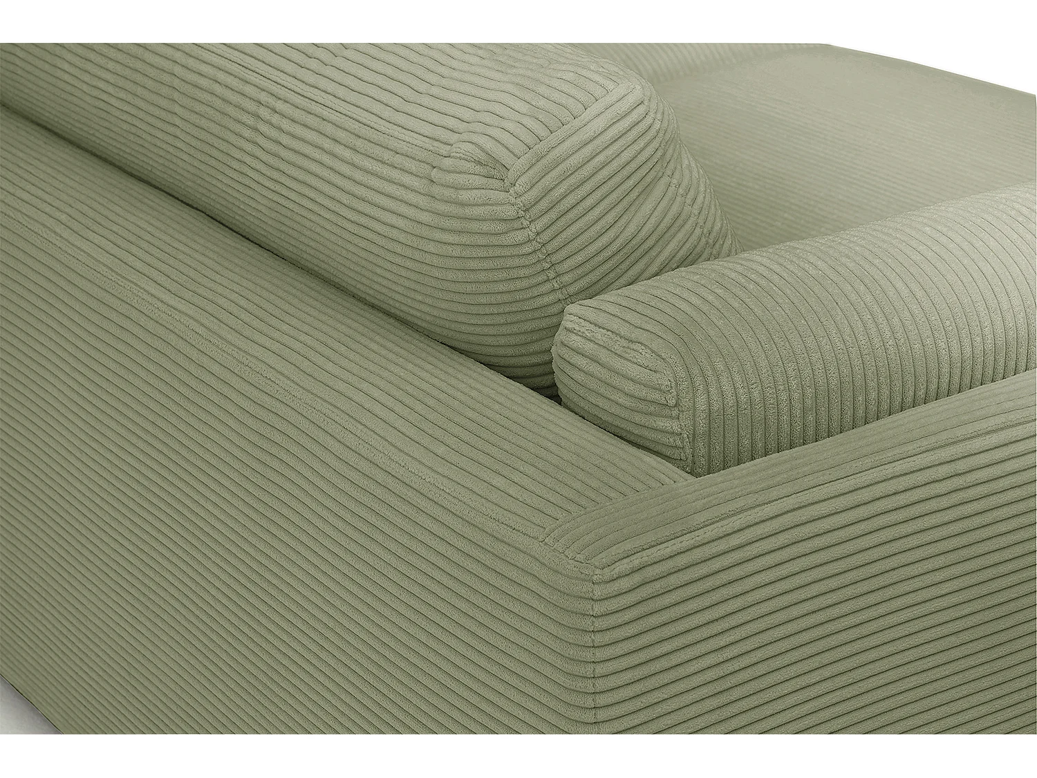 Canapé 3 places en velours côtelé vert longueur 254 cm RAINA