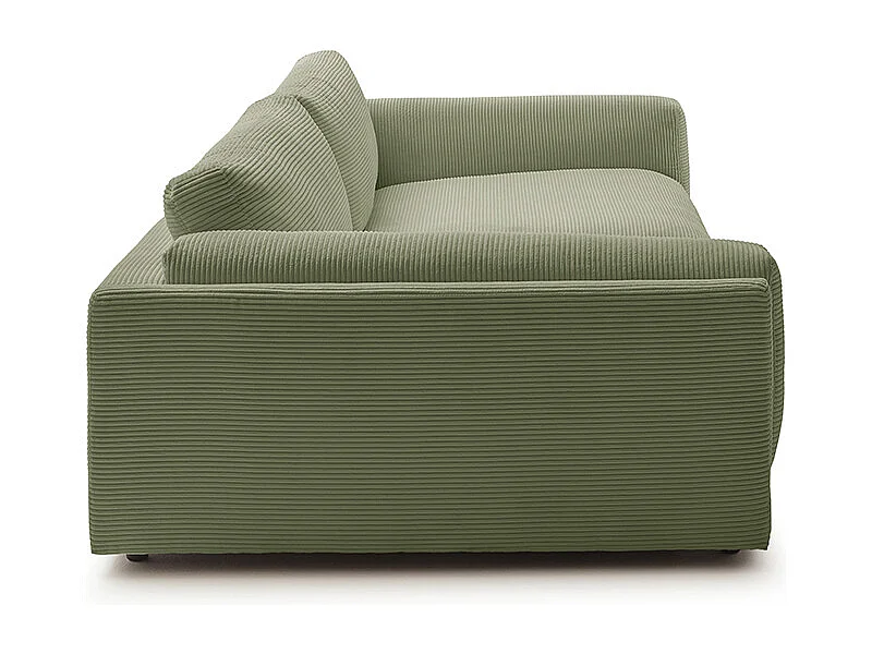 Canapé 3 places en velours côtelé vert longueur 254 cm RAINA