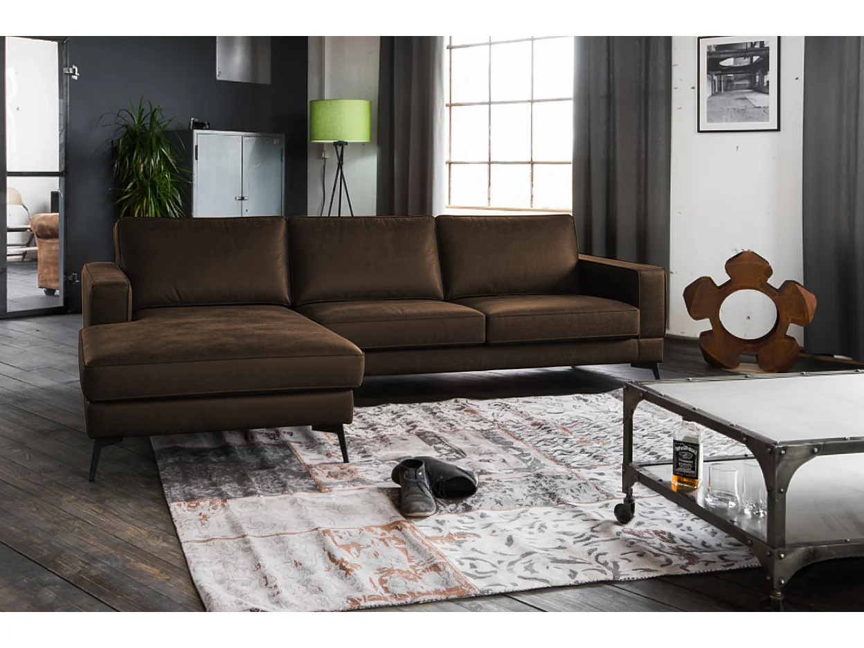 Hoekbank - Donkerbruin Leer - BLOOM