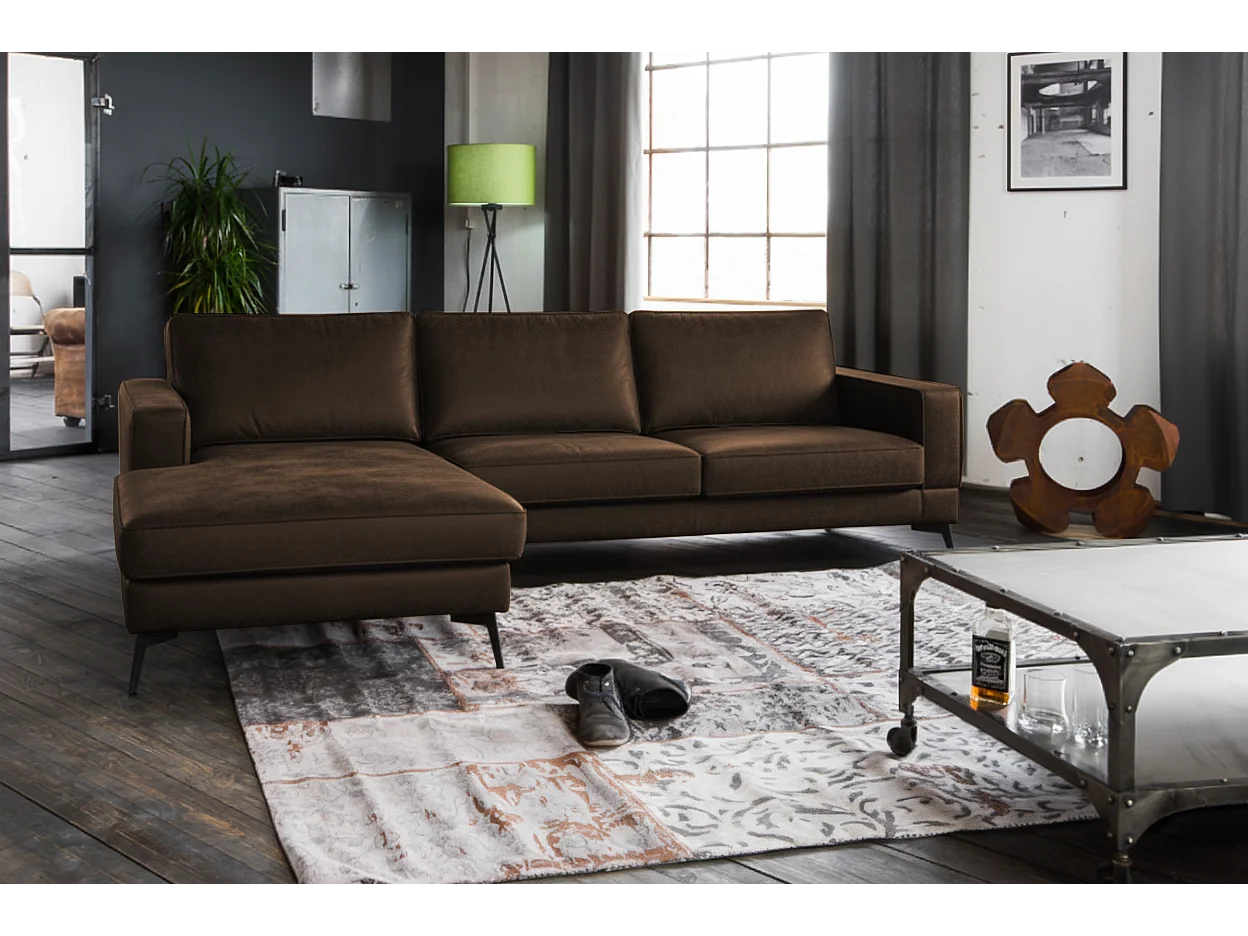 Ecksofa - Dunkelbraun Leder - BLOOM