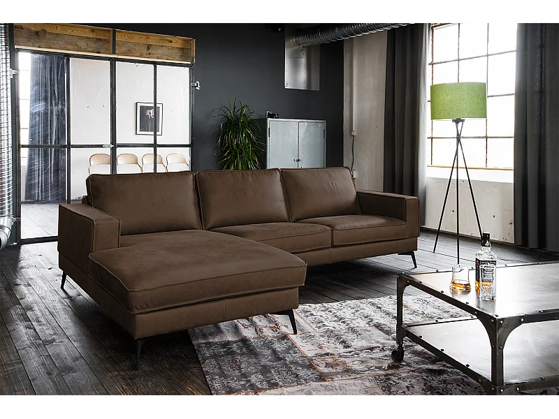 Ecksofa - Dunkelbraun Leder - BLOOM