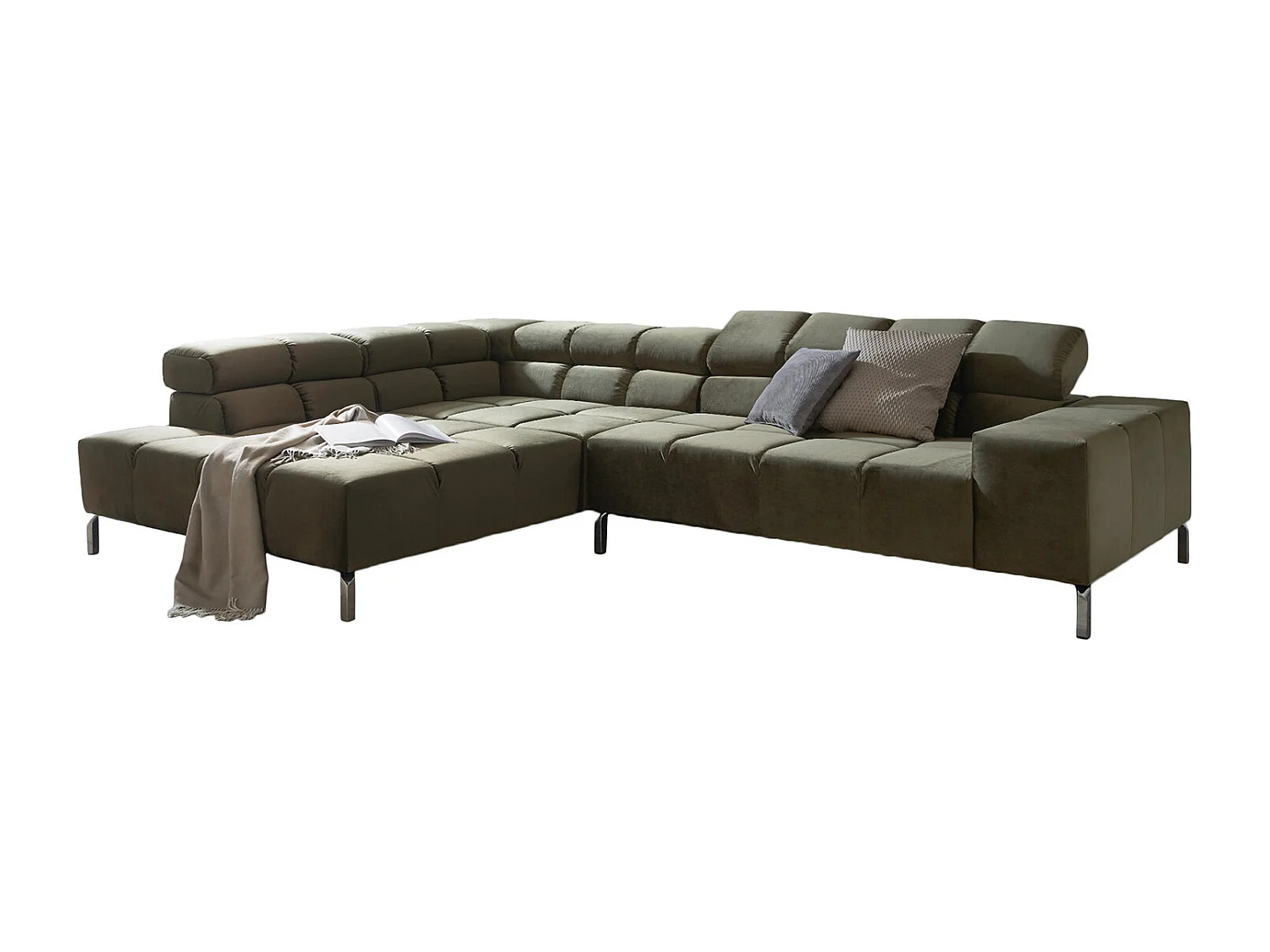 Ecksofa - Dunkelgrün Velvet - NELSON