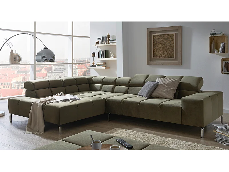 Ecksofa - Dunkelgrün Velvet - NELSON