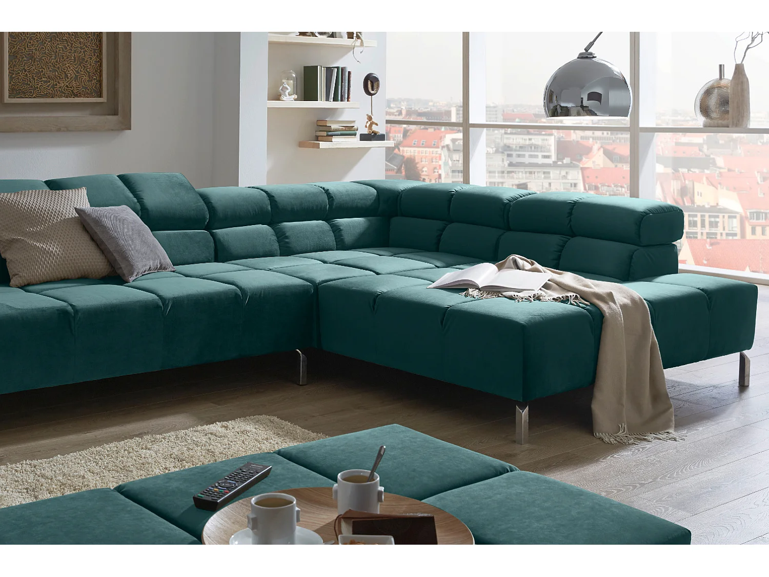 Hoekbank - Smaragdgroen Fluweel - NELSON