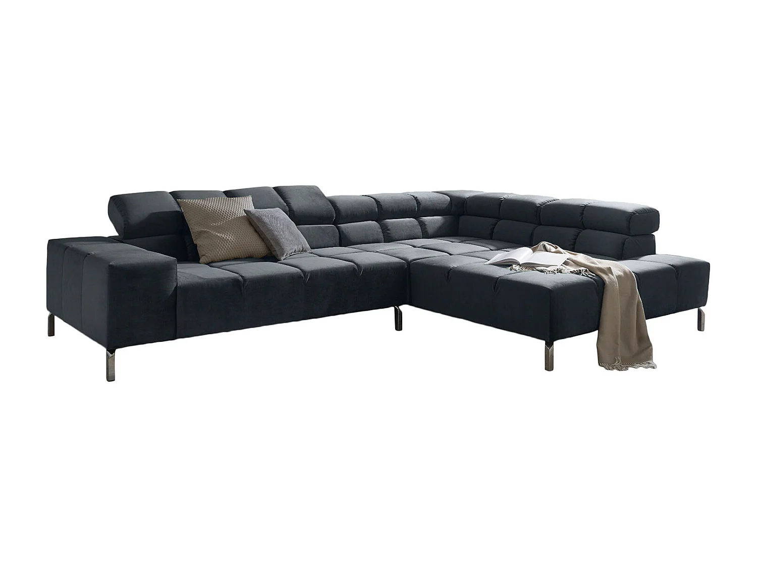 Ecksofa - Schwarz Velvet - NELSON