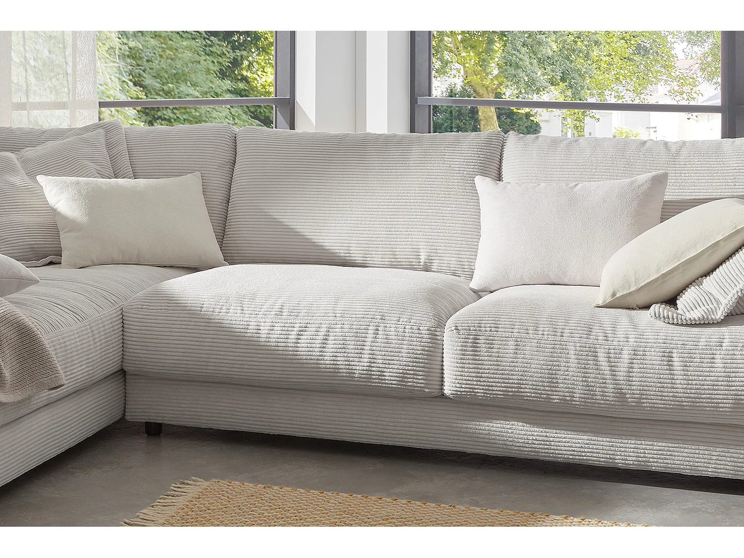 Ecksofa - Hellgrau Cord - MADELINE
