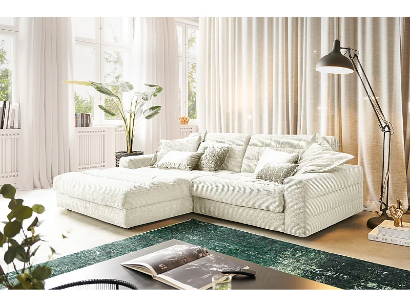 Ecksofa - Cremeweiß Cord - LANA
