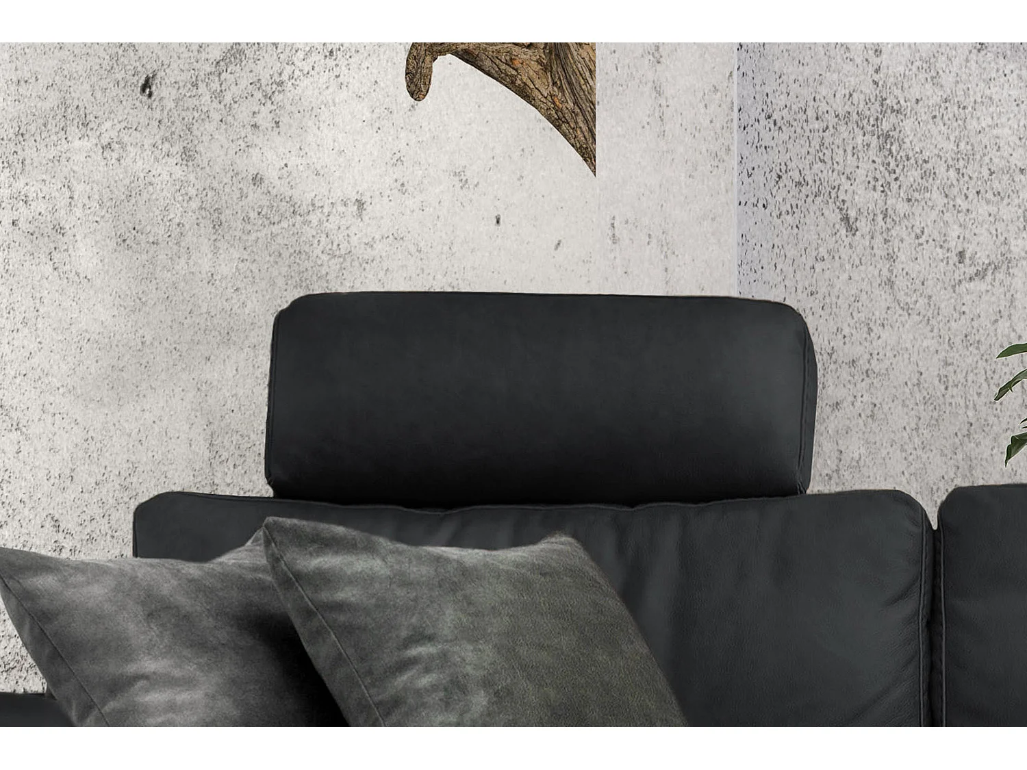 Ecksofa - Schwarz Leder - LOLA