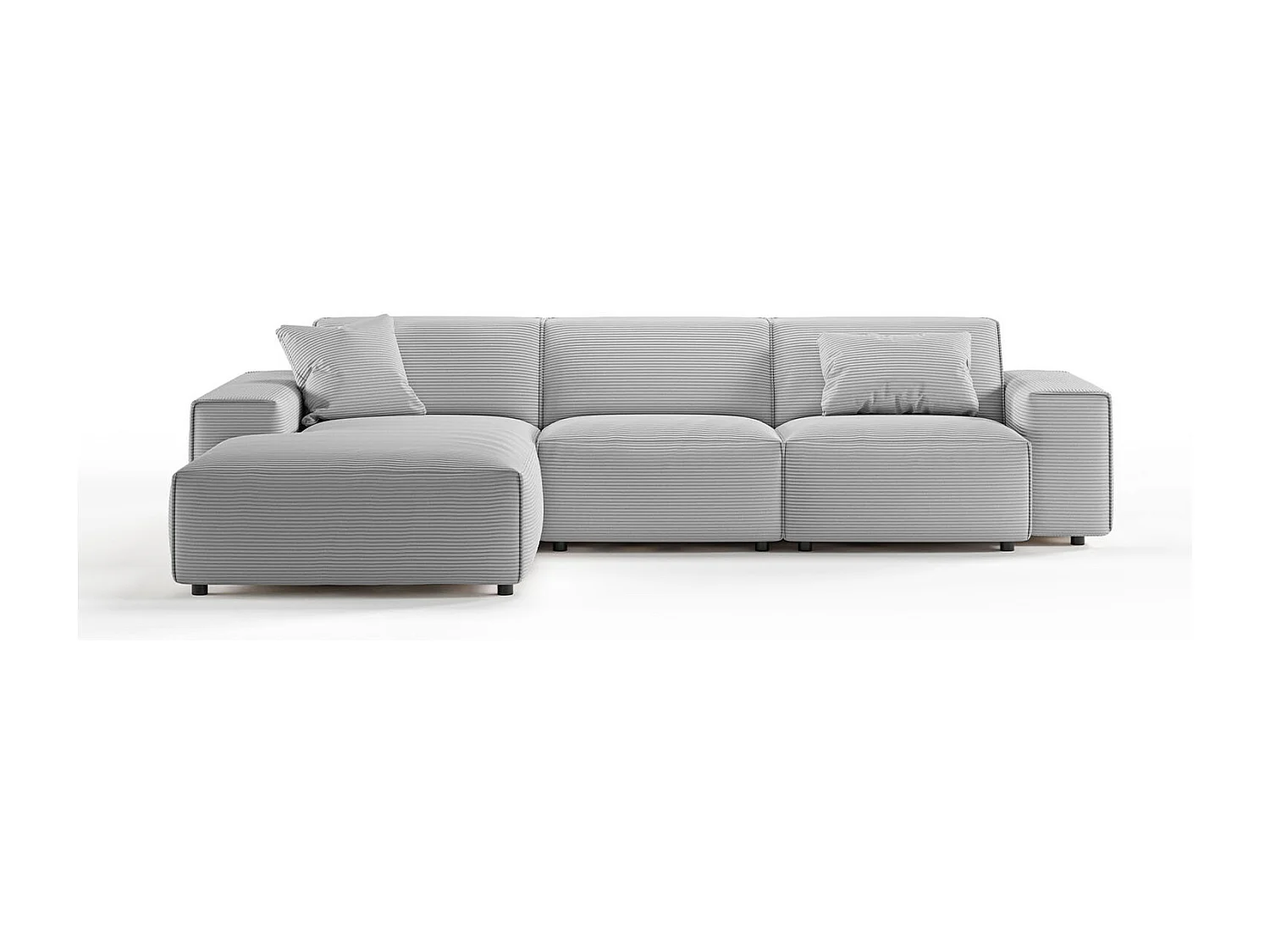 Ecksofa - Hellgrau Cord - RANI