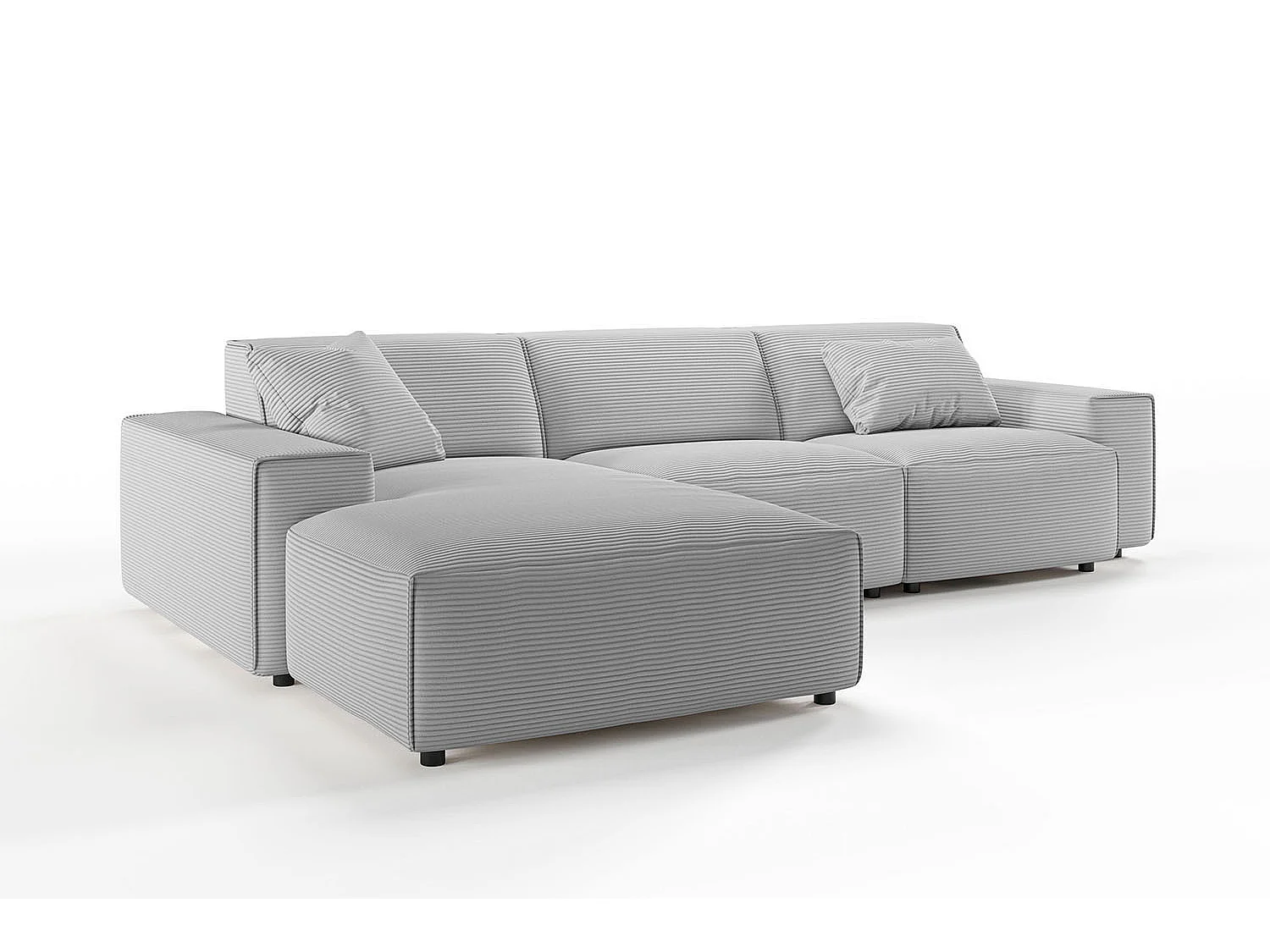 Ecksofa - Hellgrau Cord - RANI