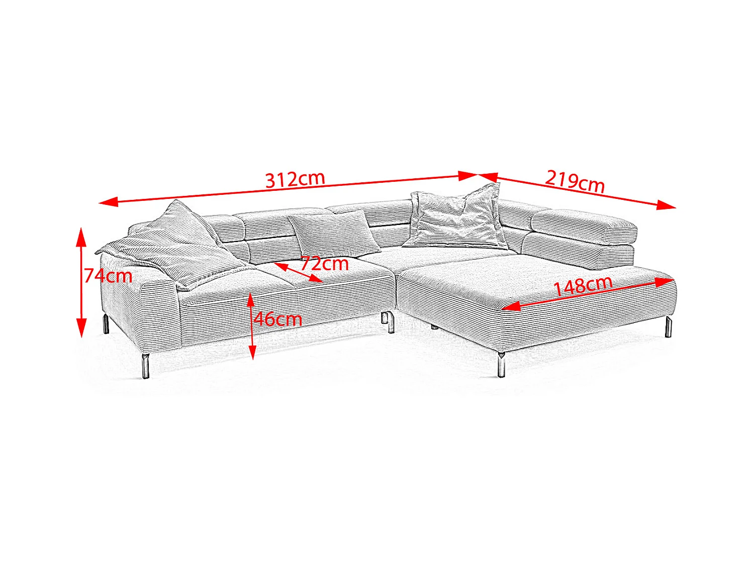 Ecksofa - Grün Cord - DELIA