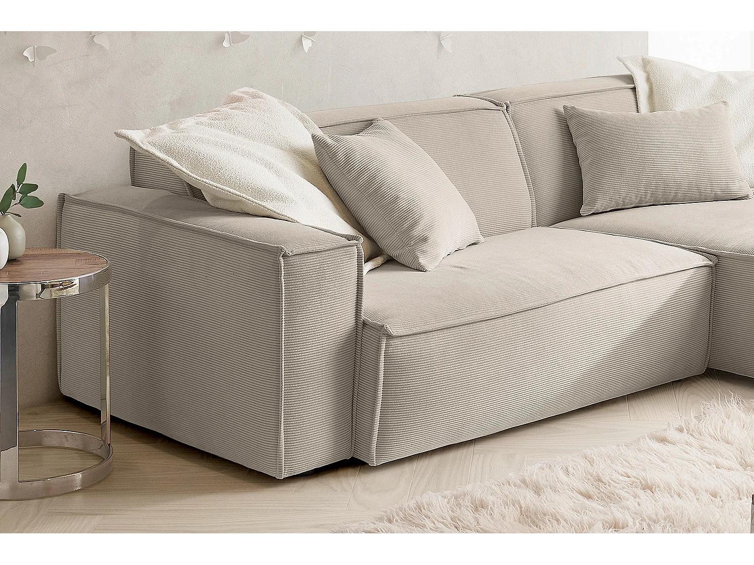 Ecksofa - Beige Cord - SAMU