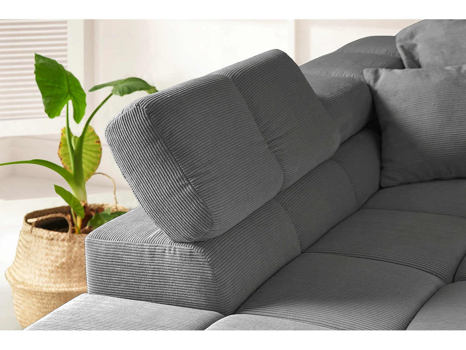 Ecksofa - Anthrazit Cord - NEVADA