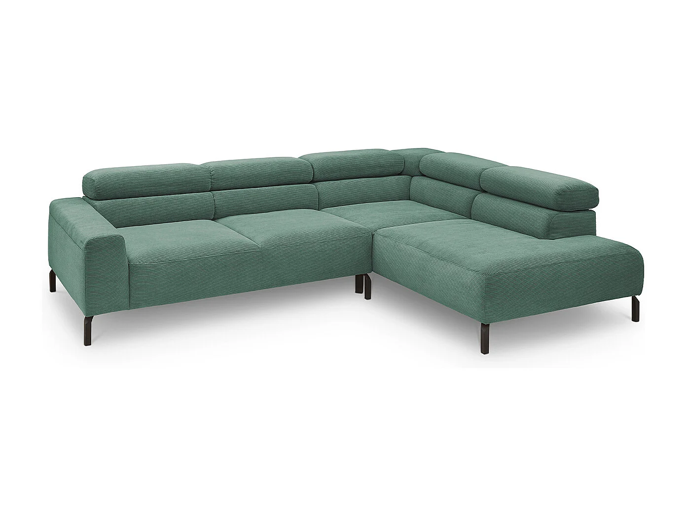 Ecksofa - Smaragdgrün Cord - DELIA
