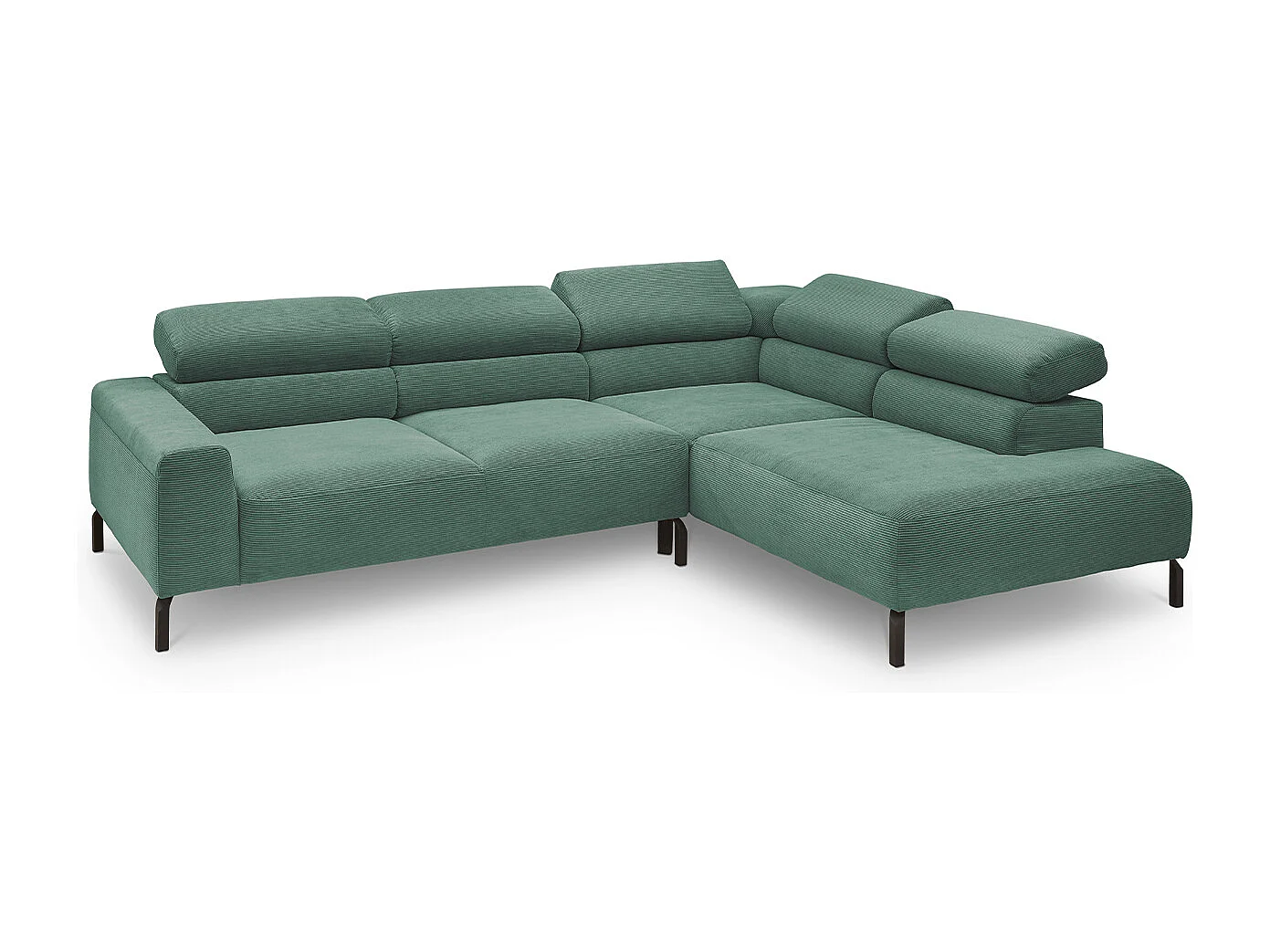 Ecksofa - Smaragdgrün Cord - DELIA